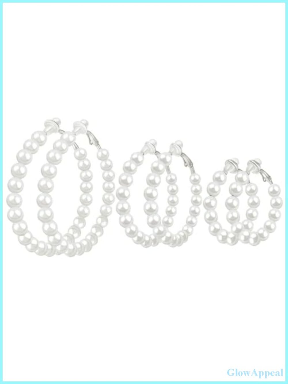 3 Pairs Faux Pearl Clip On Hoop Earrings Non Pierced Women Jewelry